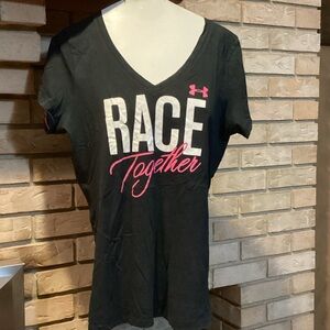 Under Armour Black and Pink breast cancer raced together fight together Tee